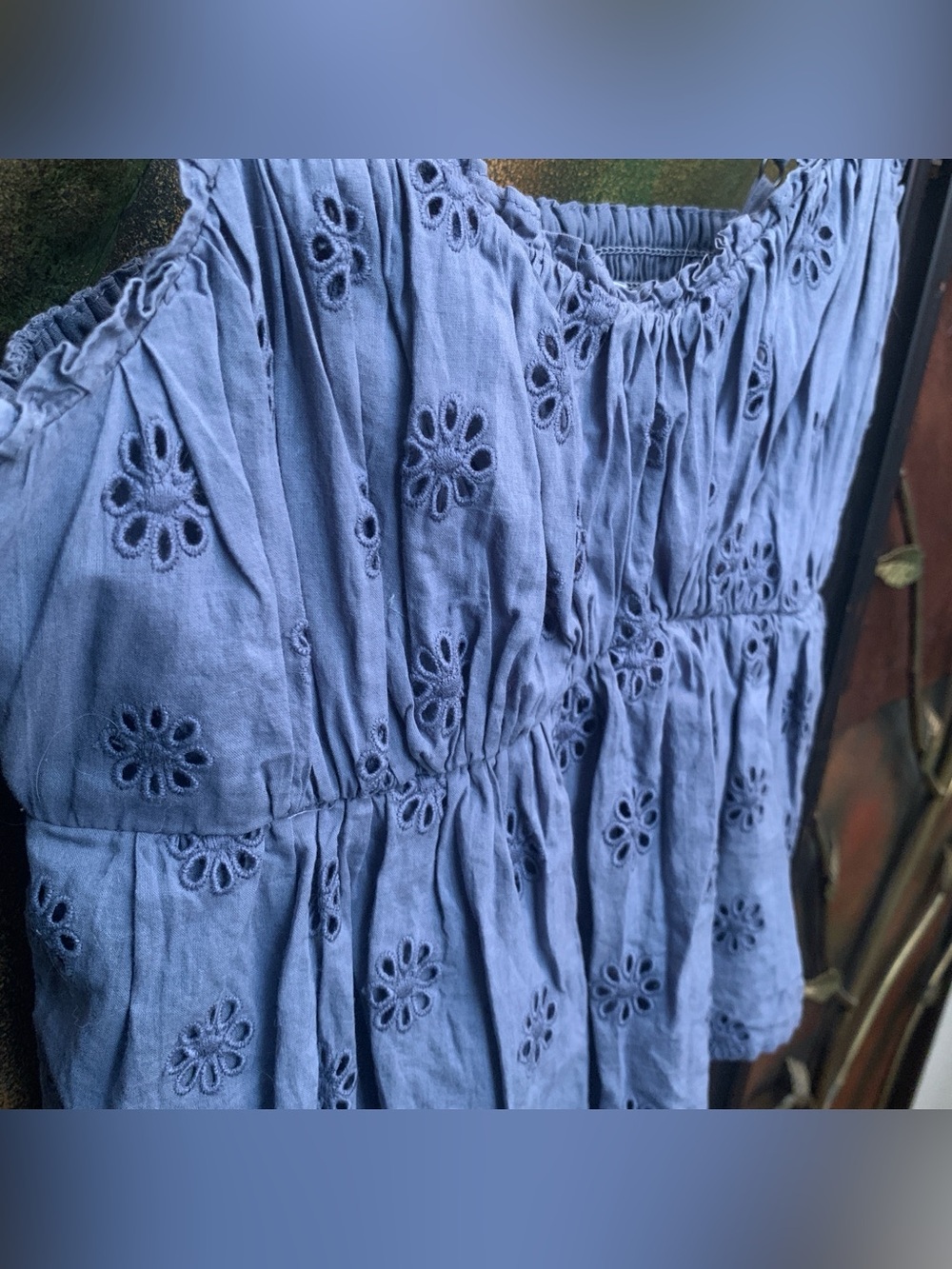 Hollister Co. blue floral eyelet tank top